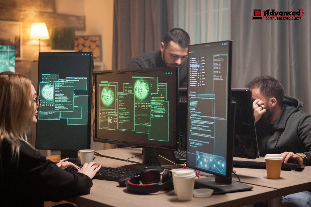 Modern office technology infrastructure showcasing advanced network security Bourbonnais IL protocols